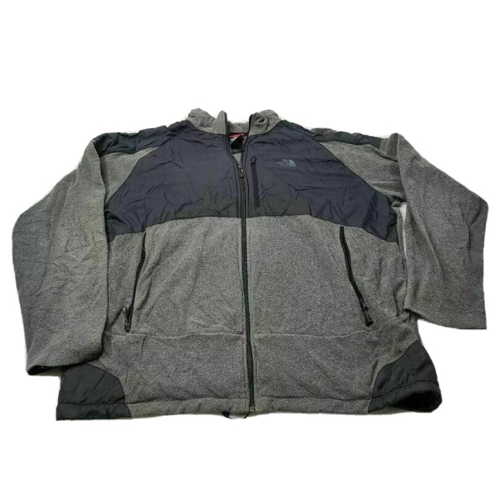The North Face Mens Jacket Coat Gray Color Block Full Zipped Pockets 2XL XXL